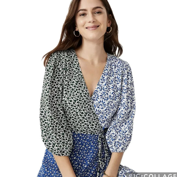 Ann Taylor Floral Wrap Flare Midi Dress Mixed Floral Print Sz 2 - Picture 2 of 13